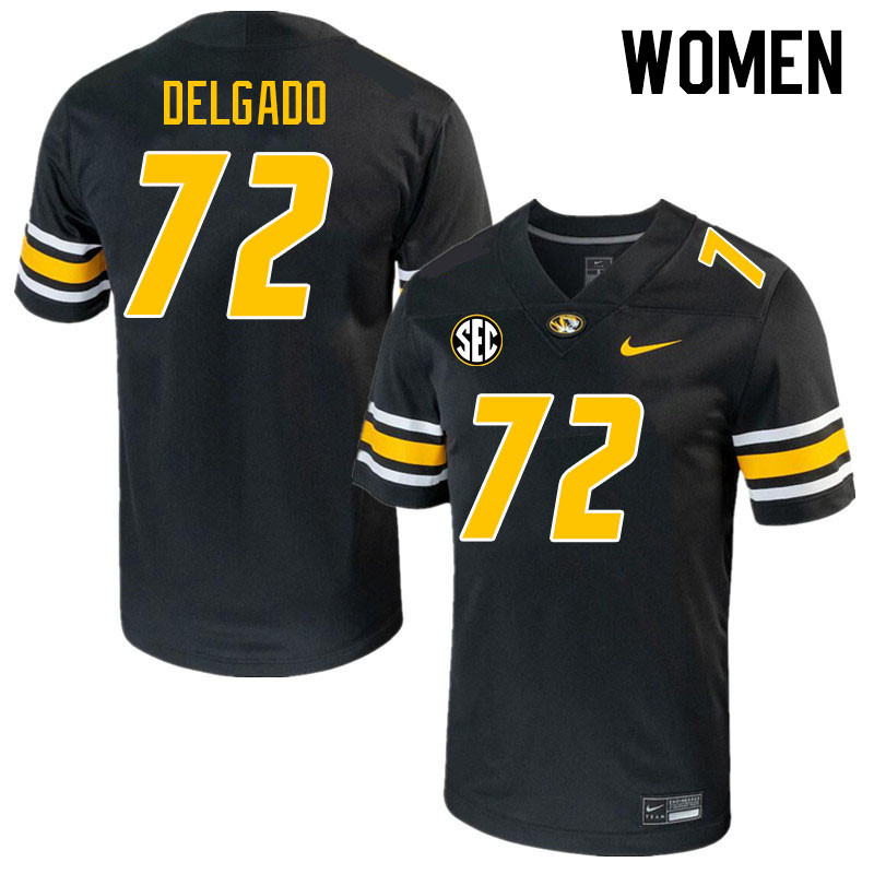 Women #72 Xavier Delgado Missouri Tigers College 2023 Football Stitched Jerseys Sale-Black